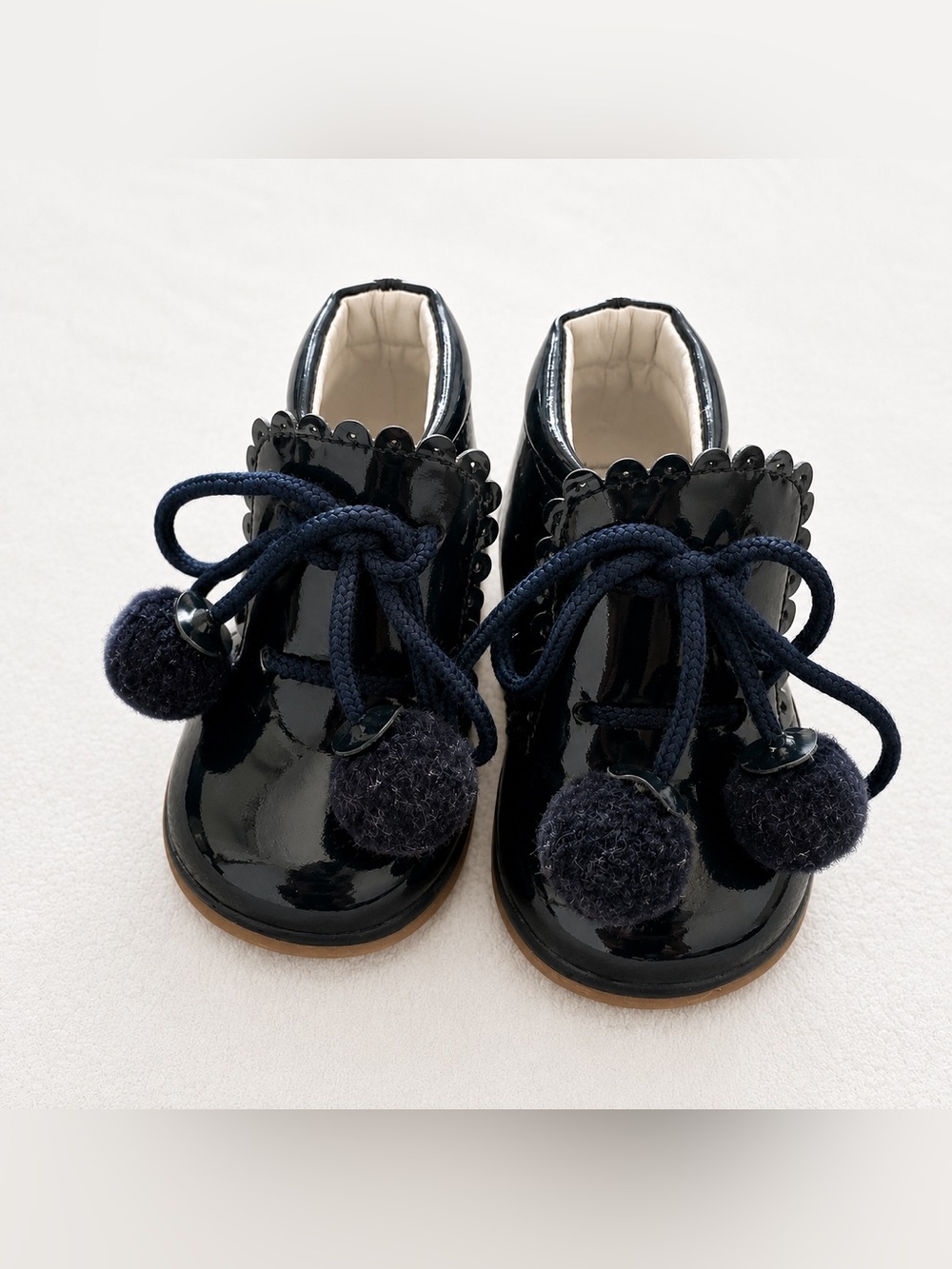 Girls Patent Leather Pom Pom Party Shoes Bridesmaid Dress Shoes UK 3 Infant